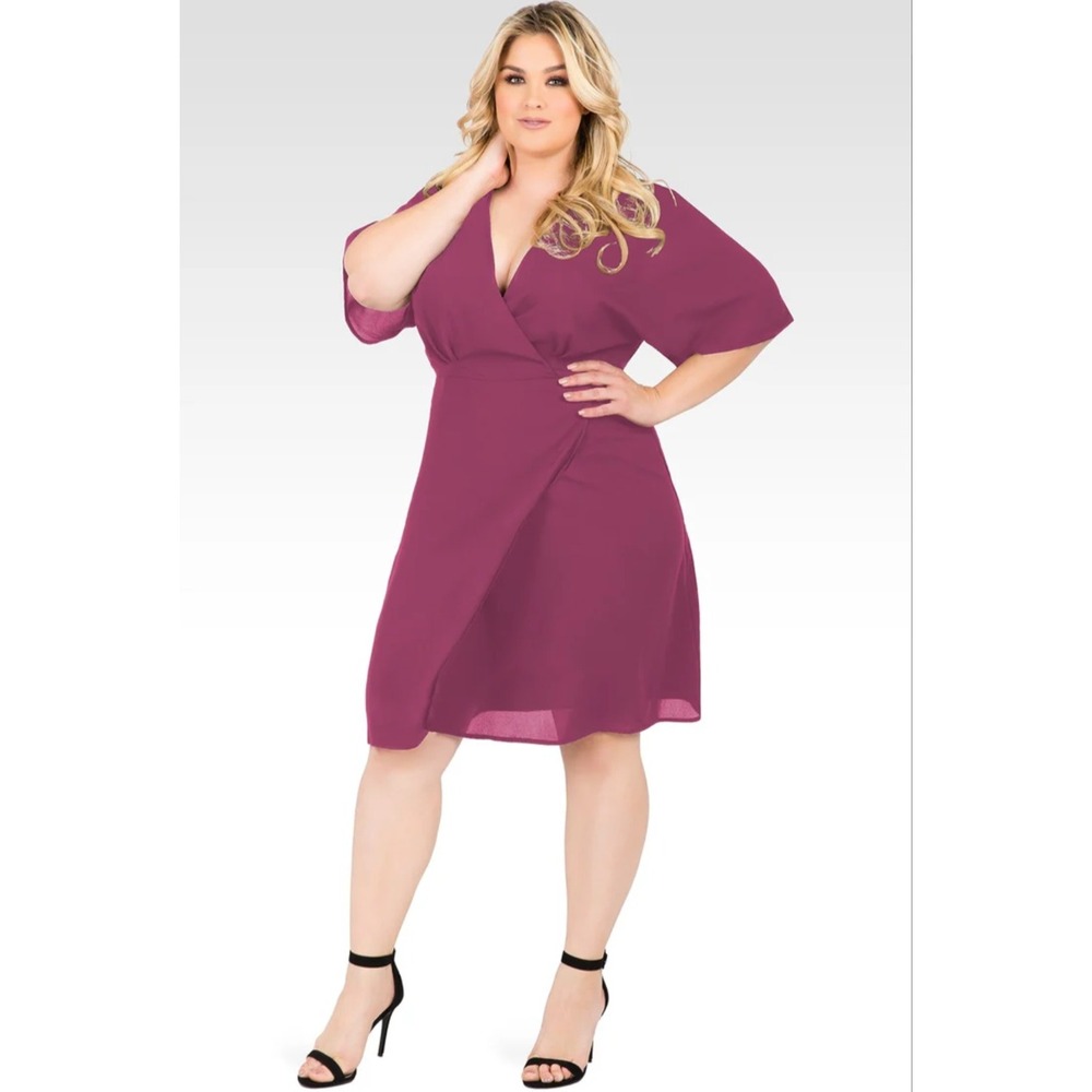 Standards & Practices Candice Rose Kimono Wrap Dress V-Neck Knee Length 2X‎ NWT